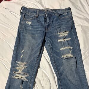 American Eagle Outfitters Ripped Blue Boyfriend Jeans